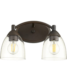14"W Barkley 2-light Bath Vanity Light Oiled Bronze w/ Clear/Seeded