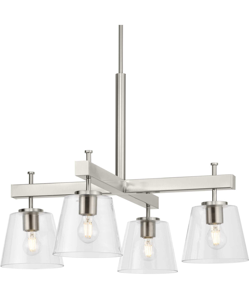 Saffert 4-Light New Traditional Clear Glass Chandelier Light Brushed Nickel