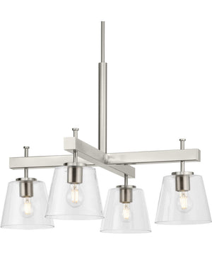 Saffert 4-Light New Traditional Clear Glass Chandelier Light Brushed Nickel