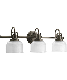 Archie 3-Light Clear Double Prismatic Glass Coastal Bath Vanity Light Venetian Bronze