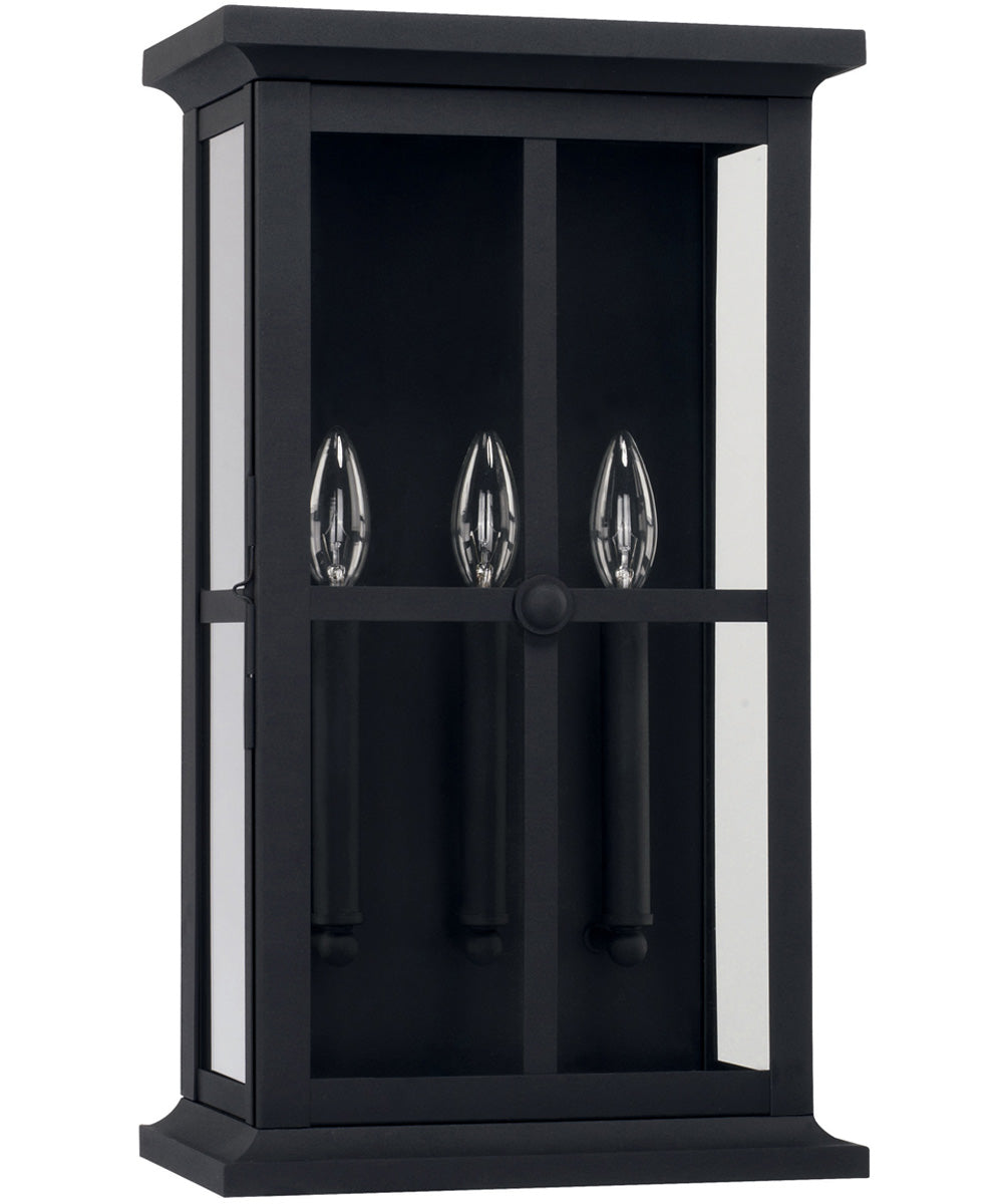 Mansell 3-Light Outdoor Wall Mount Rain or Shine - Black with Clear Glass