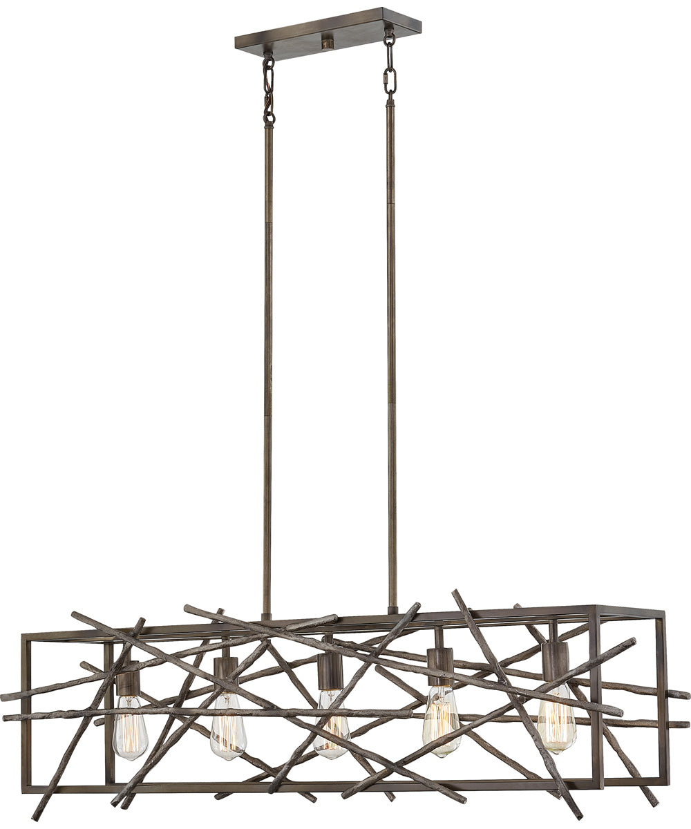 Brigham 5-light Island Light Restored Bronze