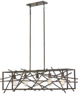 Brigham 5-light Island Light Restored Bronze