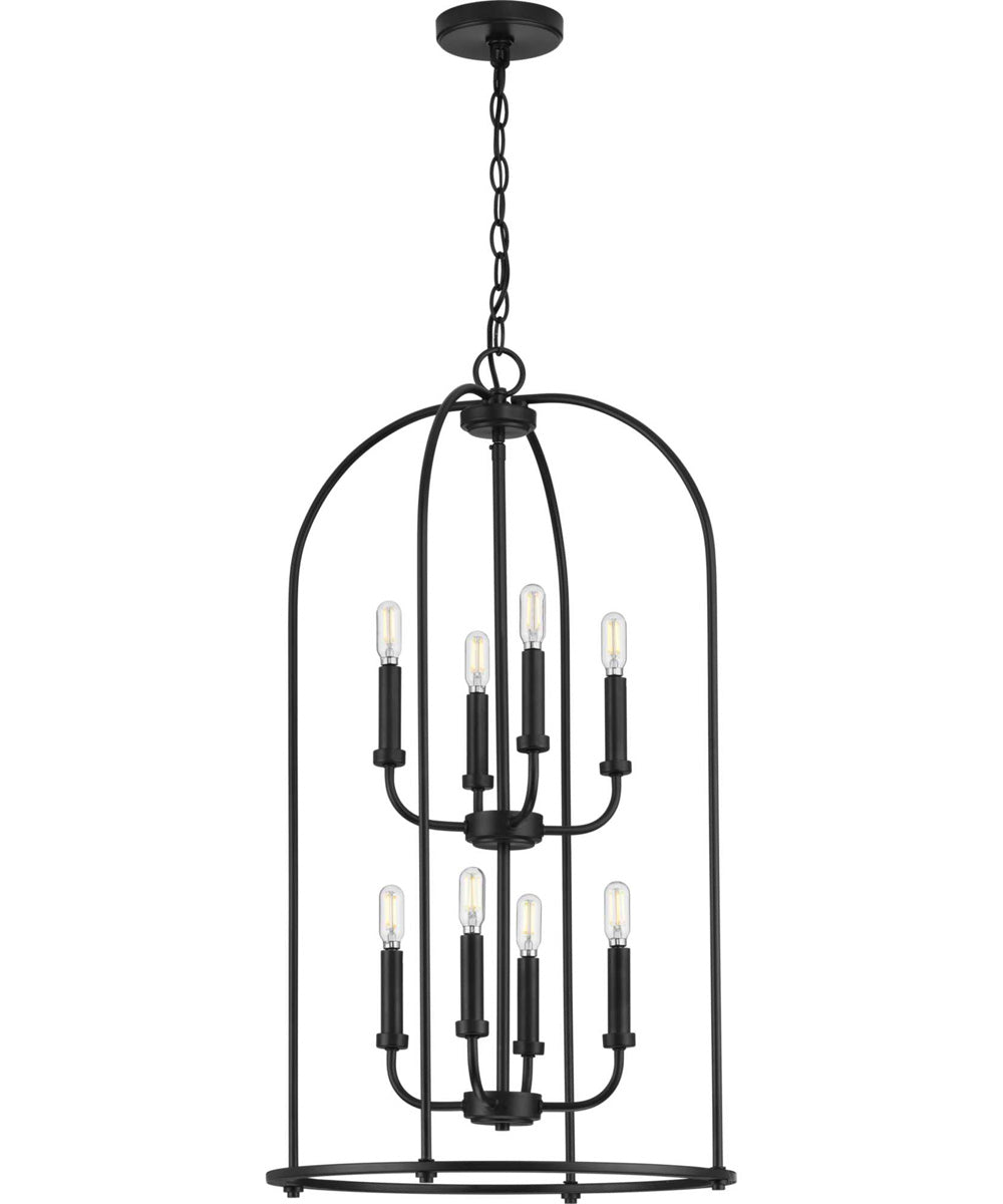 Leyden 8-Light Farmhouse Style Foyer Pendant Light Matte Black