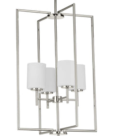 Replay 4-Light Etched White Glass Modern Pendant Light Polished Nickel