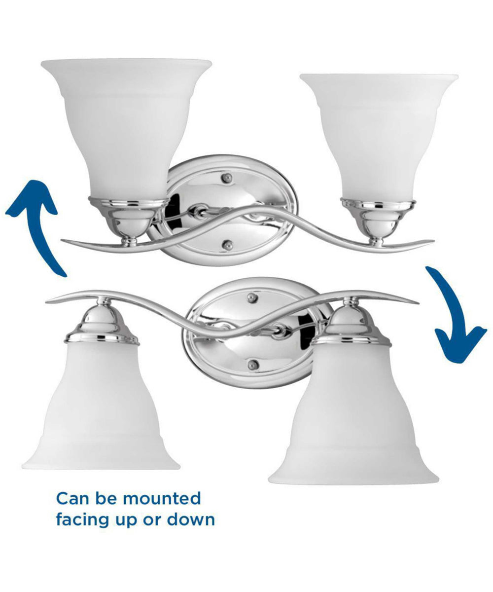 Trinity 2-Light Etched Glass Traditional Bath Vanity Light Polished Chrome