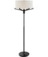 Jerod 3-Light Floor Lamp Two Tone Black/Antique Brass/Off White Fabric Shade