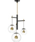 Nucleus 3-Light LED Pendant Black / Natural Aged Brass