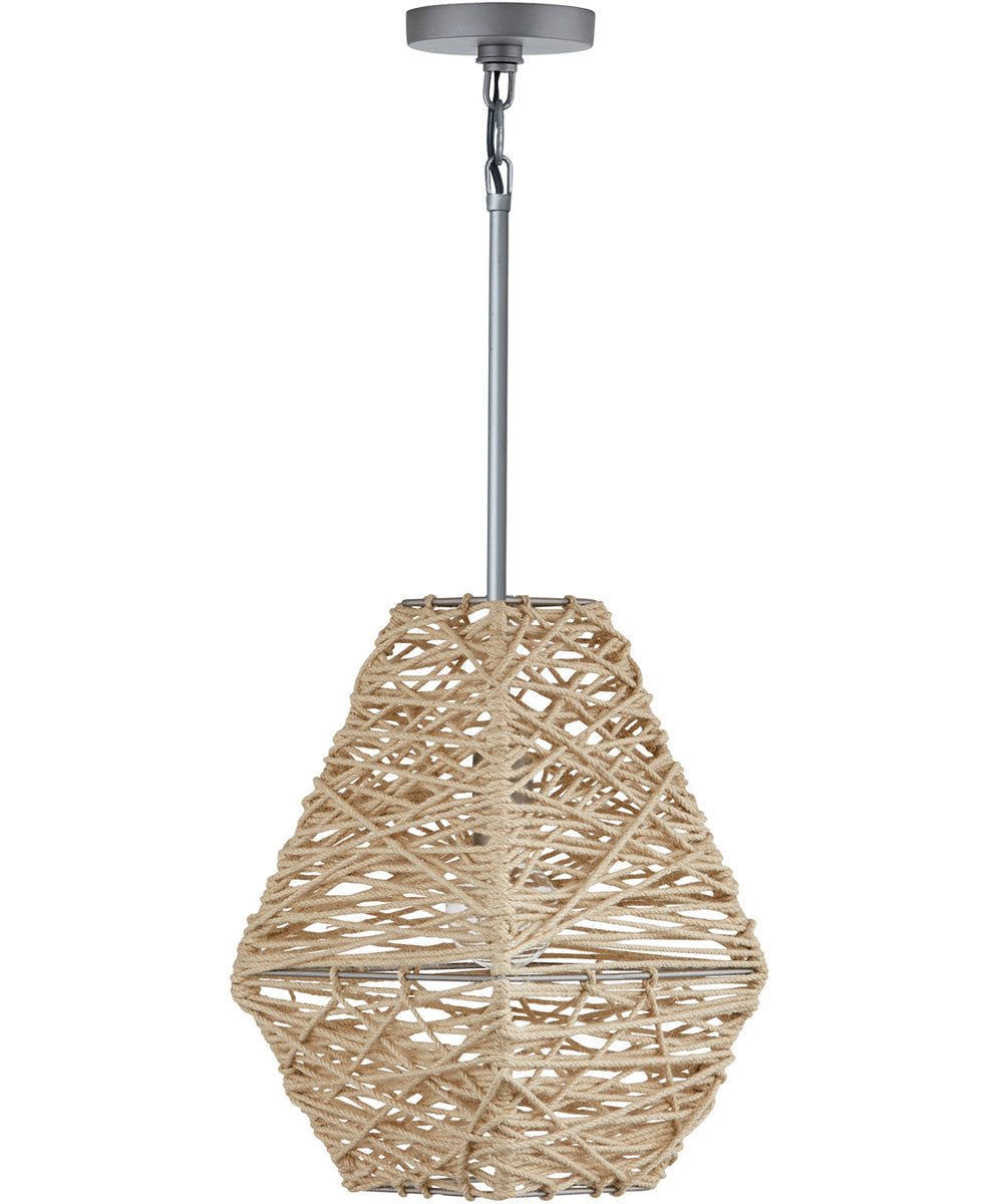 1-Light Pendant In Natural Jute And Grey