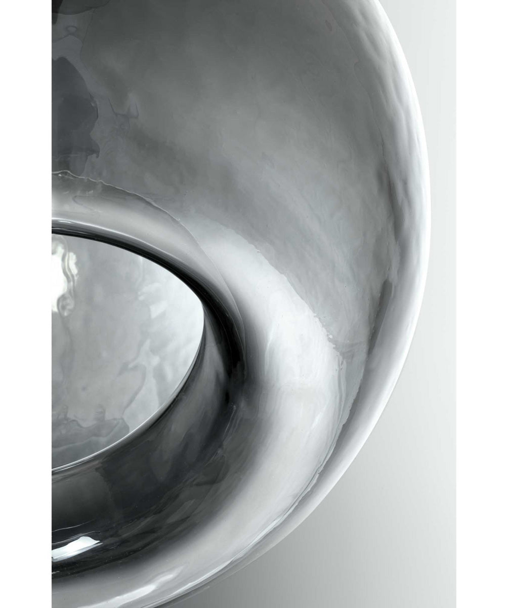 Zin 1-Light Recycled Blue Textured Glass Global Pendant Light Antique Bronze