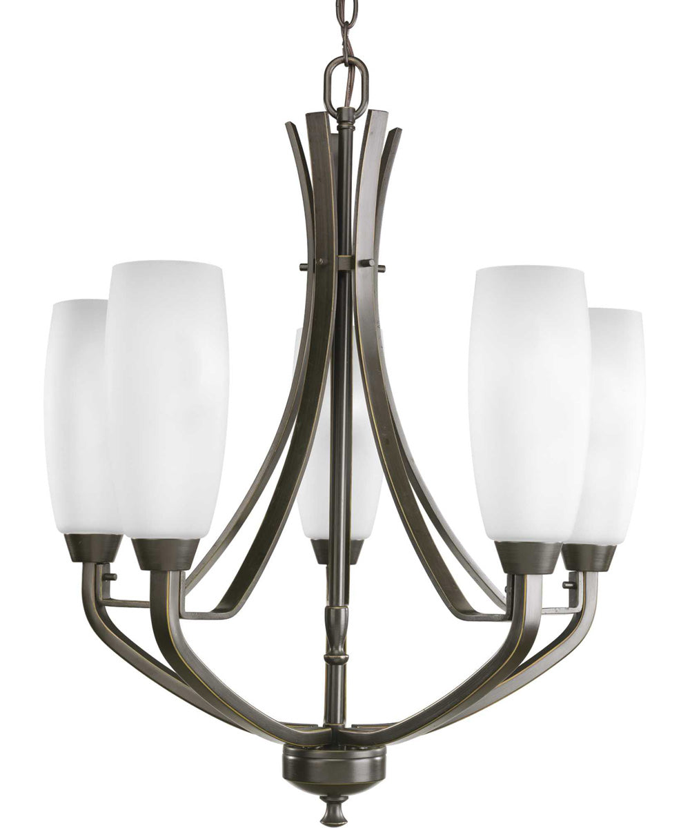 Wisten 5-Light Etched Glass Modern Chandelier Light Antique Bronze
