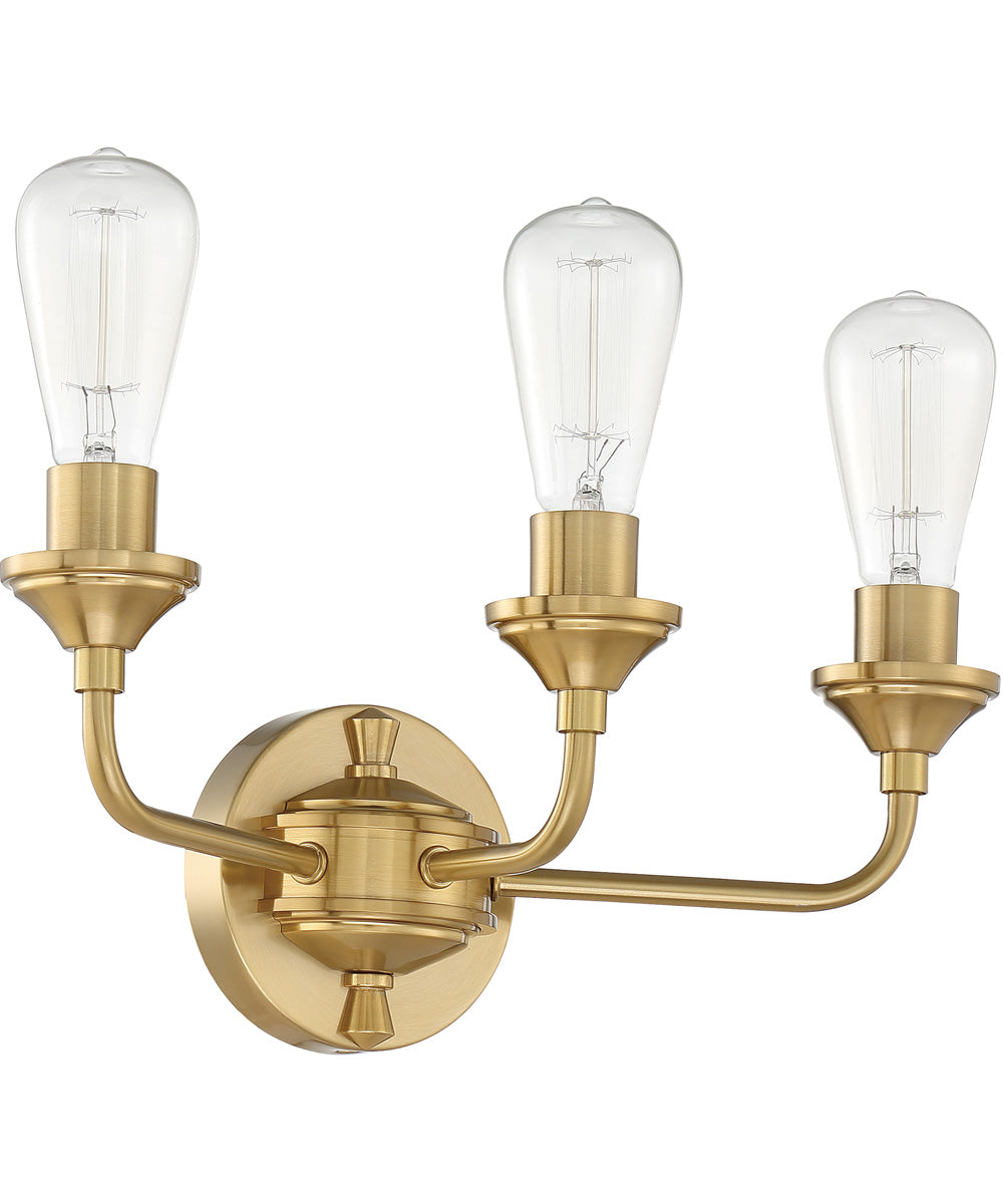 Bridgestone 3-Light Bath Vanity Light Satin Brass