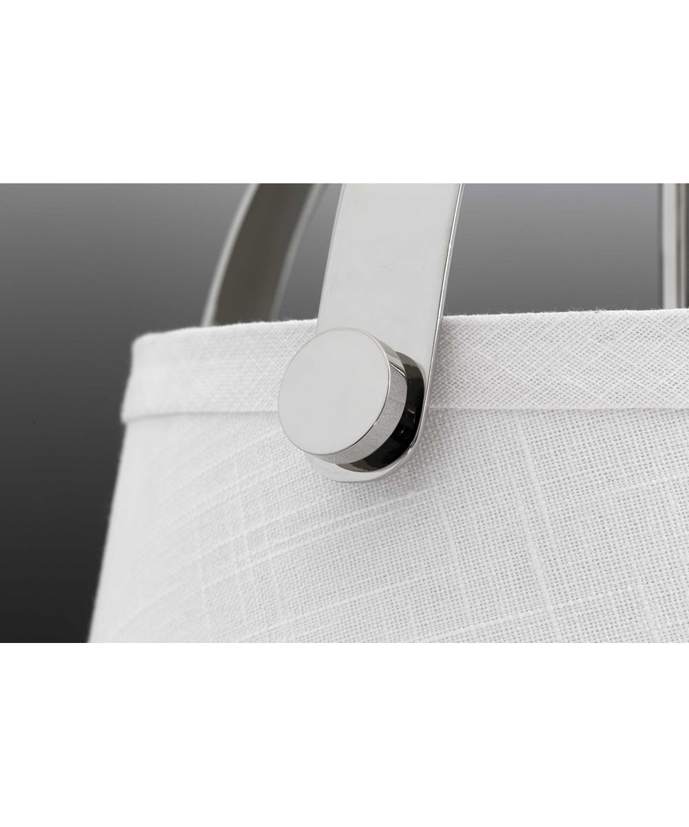 Galley 3-Light Linen Shade Coastal Pendant Light Polished Nickel