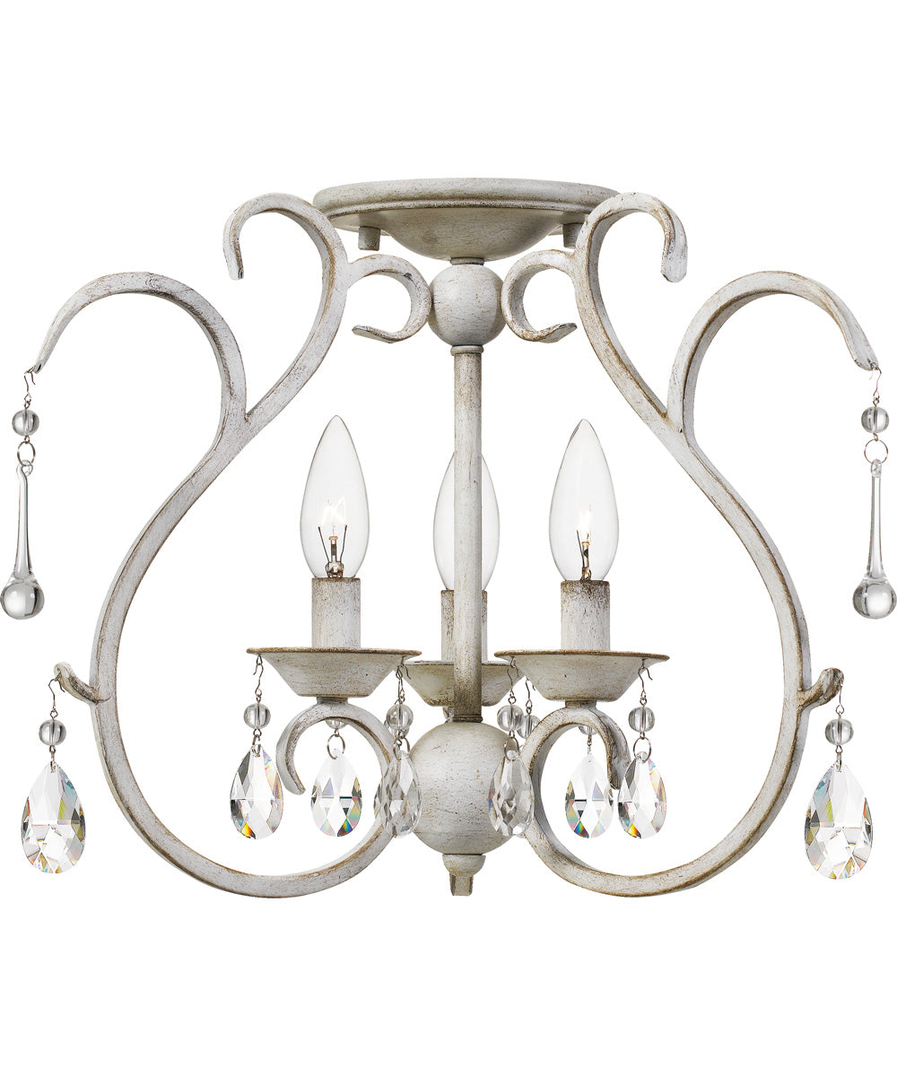 Blanca Medium 3-light Semi Flush Mount Antique White