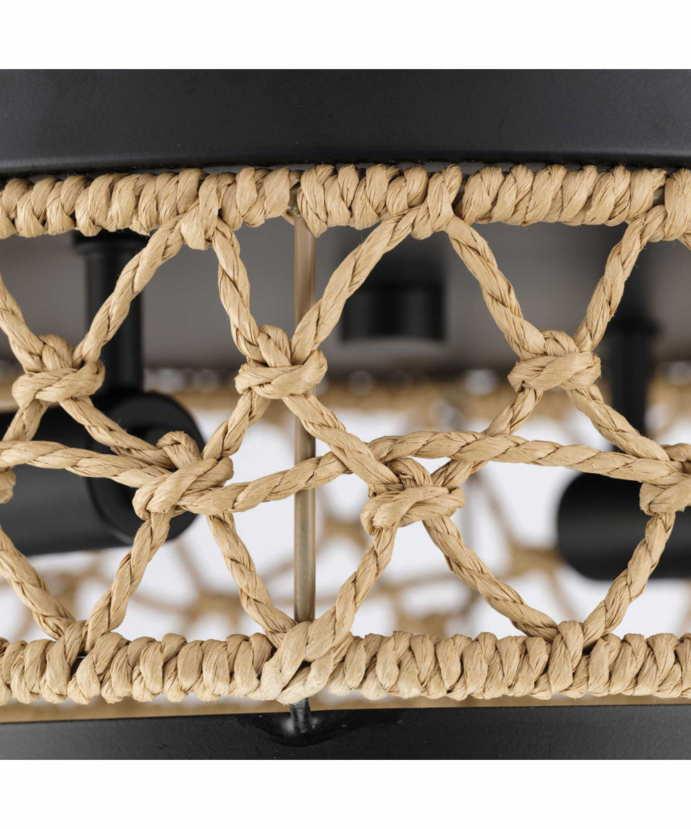 Chandra 12 in. 2-Light Global Flush Mount with Woven Shade Matte Black