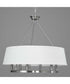 Cherish 6-Light White Linen Shade Coastal Chandelier Light Brushed Nickel