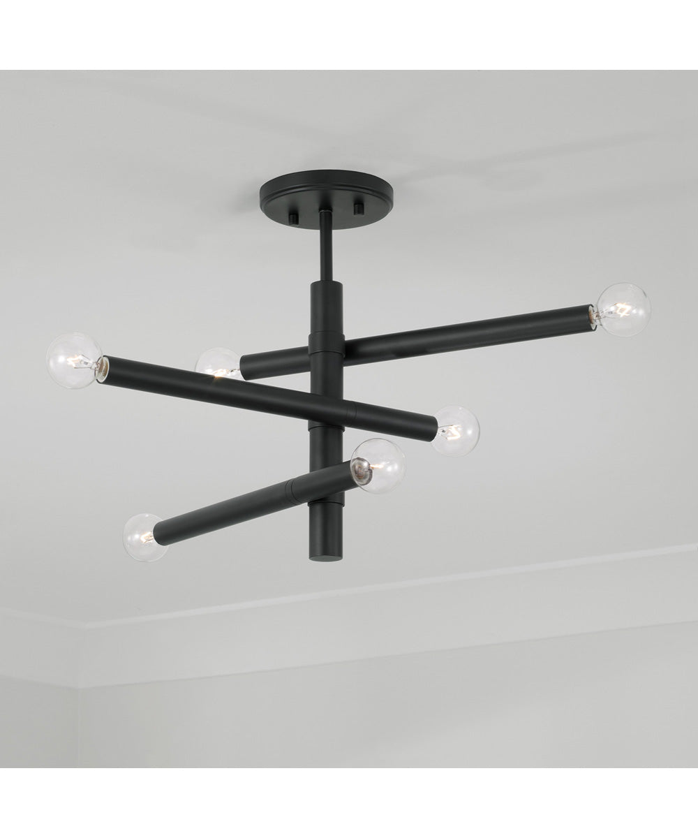 Zane 6-Light Semi-Flush Matte Black