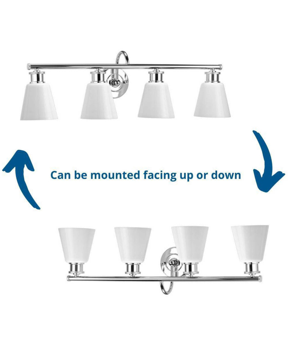 Ashford 4-Light Opal Glass Farmhouse Style Bath Vanity Wall Light Polished Chrome