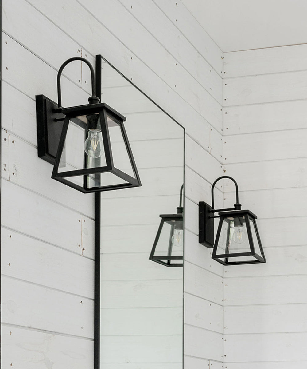 Belmore 1-Light Outdoor Wall Mount Rain or Shine - Black with Clear Glass
