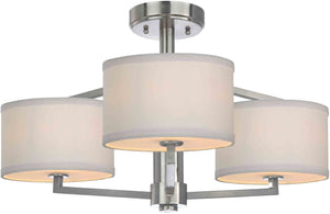 24"w Monaco 3-Light Semi-Flush Satin Nickel