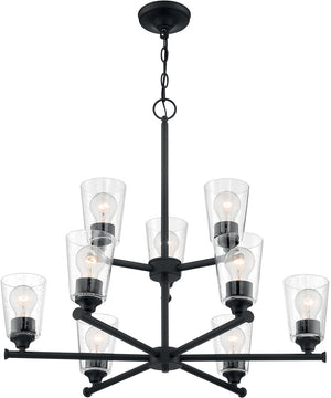 28"W Bransel 9-Light Chandelier Matte Black