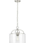 Leyden 1-Light Clear Glass Farmhouse Style Hanging Pendant Light Brushed Nickel