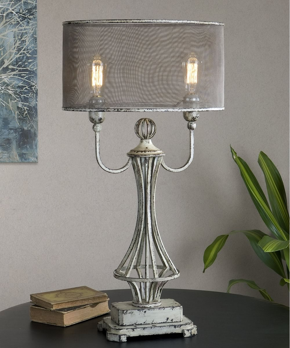 32"H Pontoise Aged Ivory Table Lamp