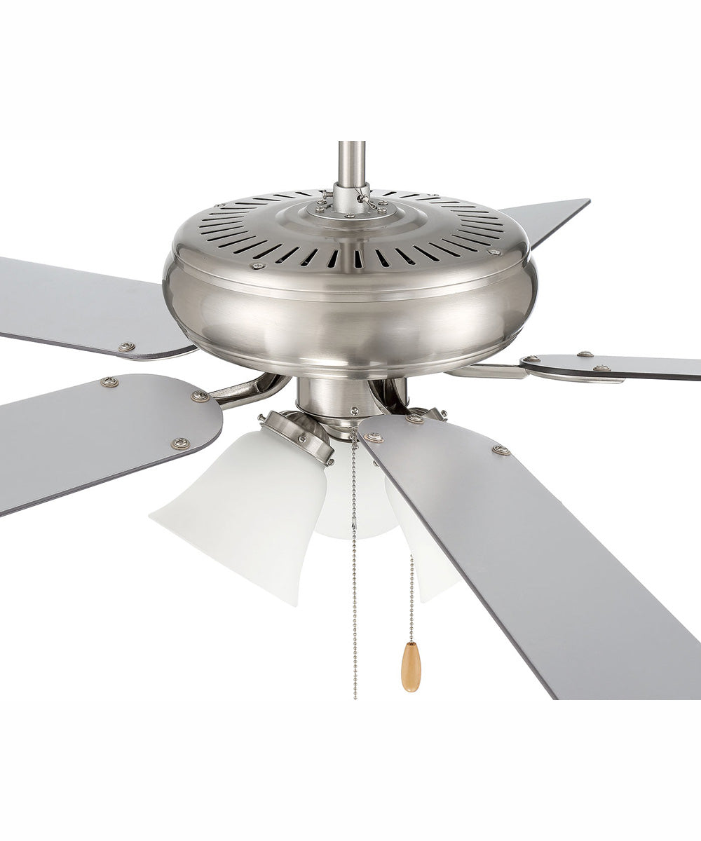 52" Decorator's Choice 3-Light Ceiling Fan Brushed Polished Nickel