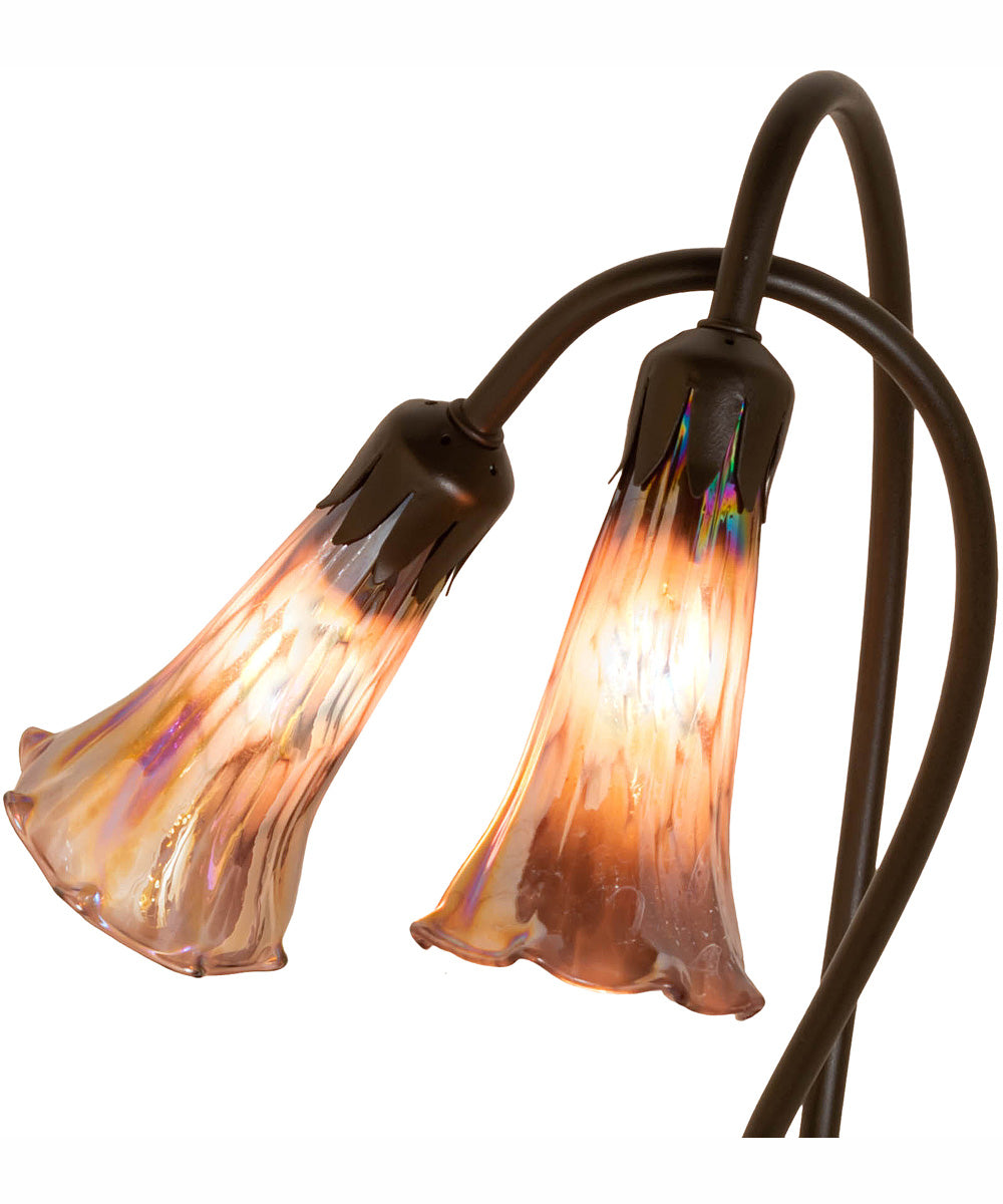 16" High Purple Iridescent Tiffany Pond Lily 2 Light Accent Lamp