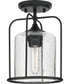 Watch Hill  1-Light Clear Seeded Glass Farmhouse Semi-Flush Light Textured Black