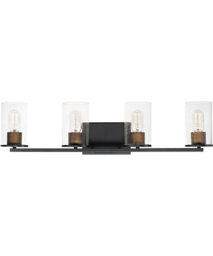 Sleek 4-Light Bath Vanity Antique Brass / Black