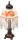 13"H Rose Bouquet Fringed Mini Lamp