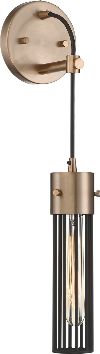 5"W Eaves 1-Light Vanity & Wall Copper Brushed Brass / Matte Black