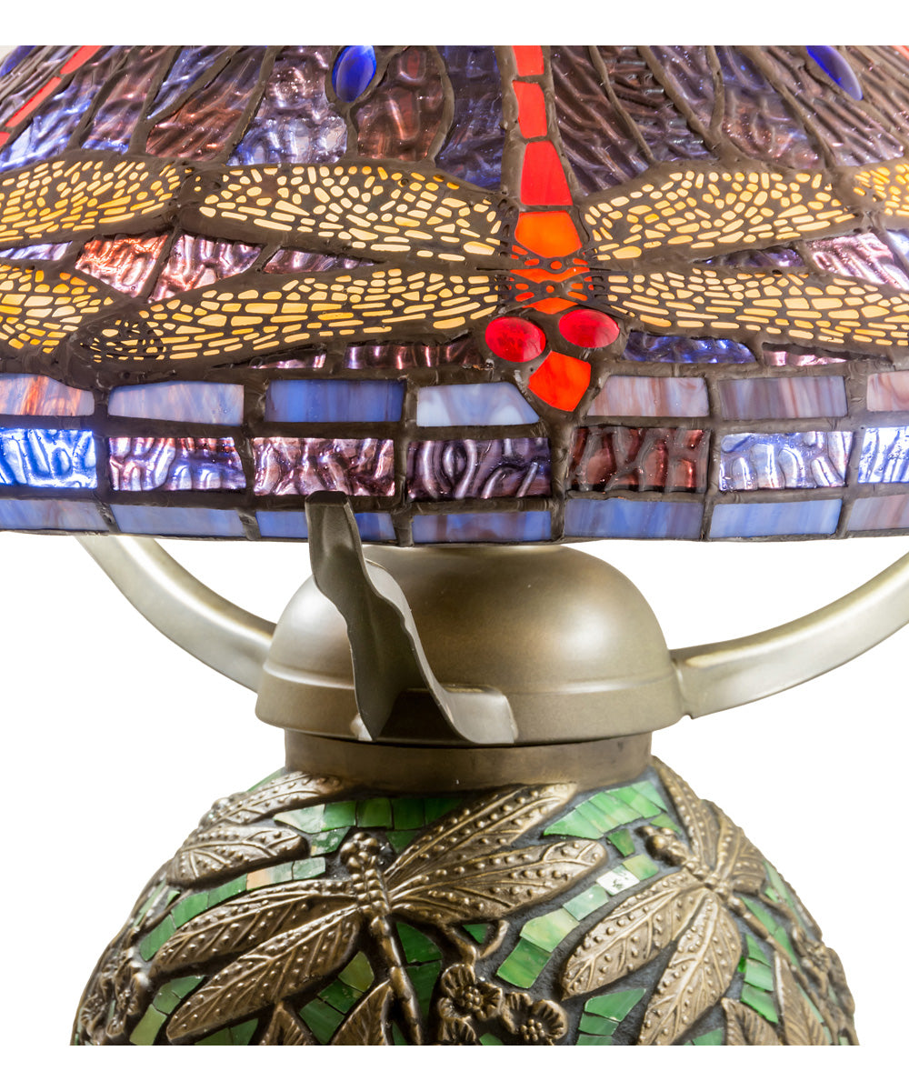 16" High Tiffany Hanginghead Dragonfly Cone Table Lamp