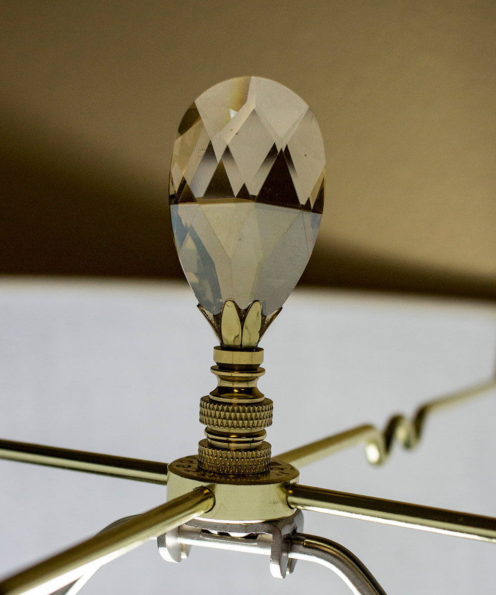 Swarovski Crystal Large Champagne Teardrops Polished Brass Lamp Finial 2.75"h