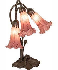 16" High Lavender Pond Lily Tiffany Pond Lily 3 Light Accent Lamp