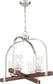 24"W Arabel 4-Light Chandelier Brushed Nickel / Nutmeg Wood