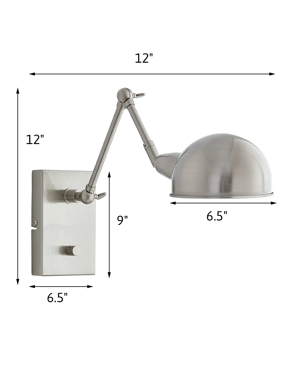 Adesso 12"H Swing Arm LED Wall Lamp Brushed Steel Metal Finish