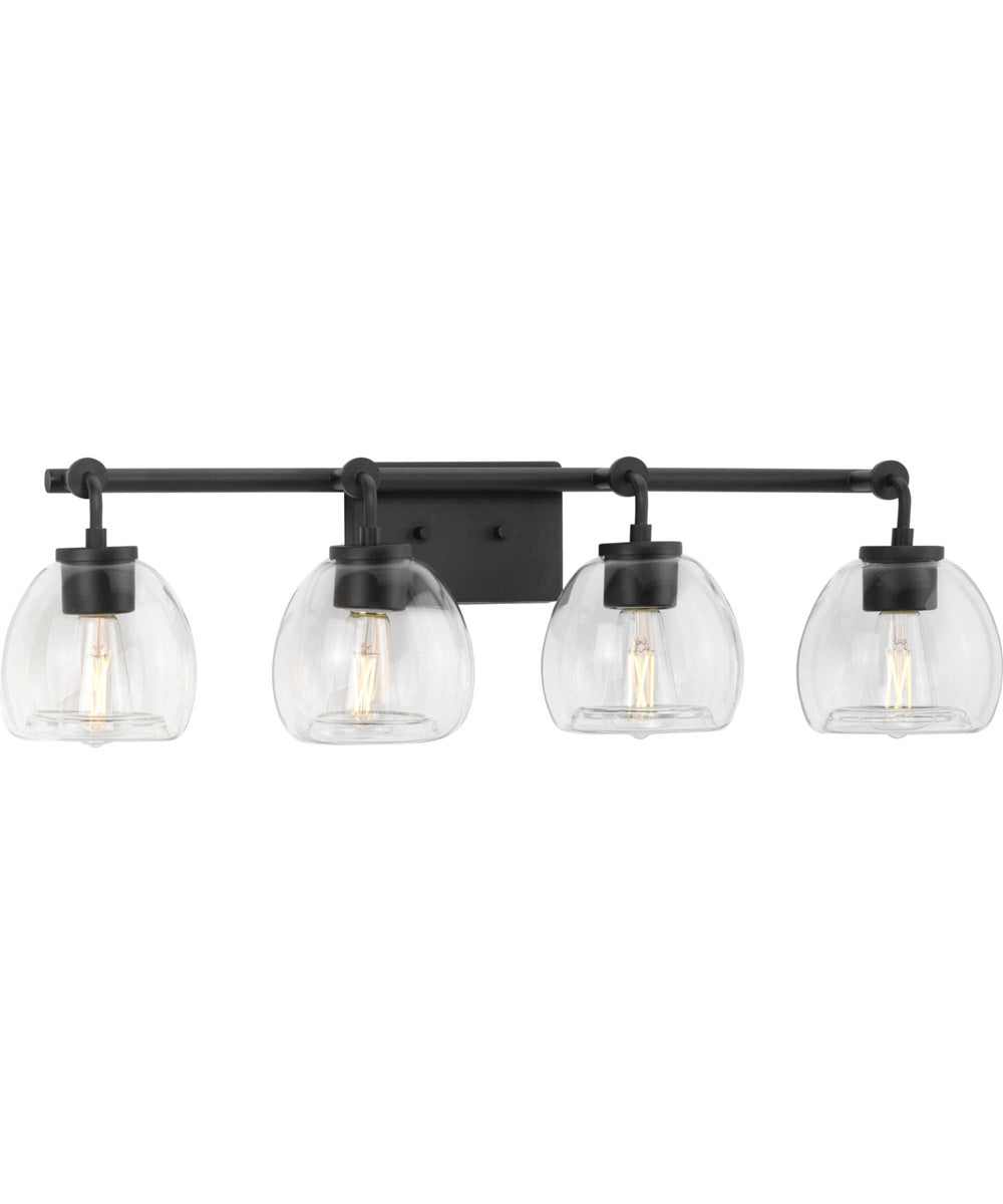 Caisson 4-Light Clear Glass Urban Industrial Bath Vanity Light Graphite