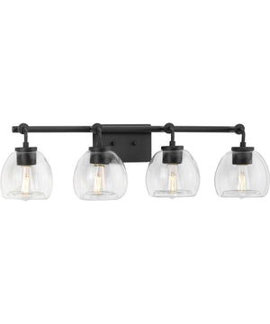 Caisson 4-Light Clear Glass Urban Industrial Bath Vanity Light Graphite