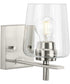 Calais 1-Light New Traditional Clear Glass Bath Vanity Light Brushed Nickel