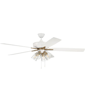 Super Pro 104 4-Light Ceiling Fan (Blades Included) White/Satin Brass