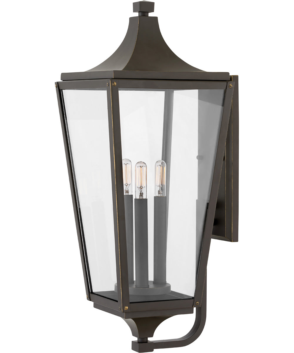 Jaymes 3-Light Large Outdoor Wall Mount Lantern in Oil Rubbed Bronze