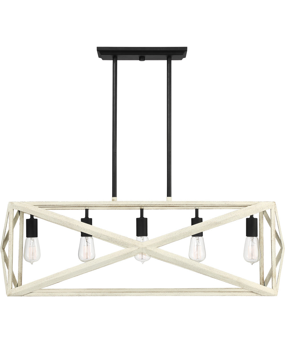 Hansel 5-Light Island Pendant Cottage White/Espresso
