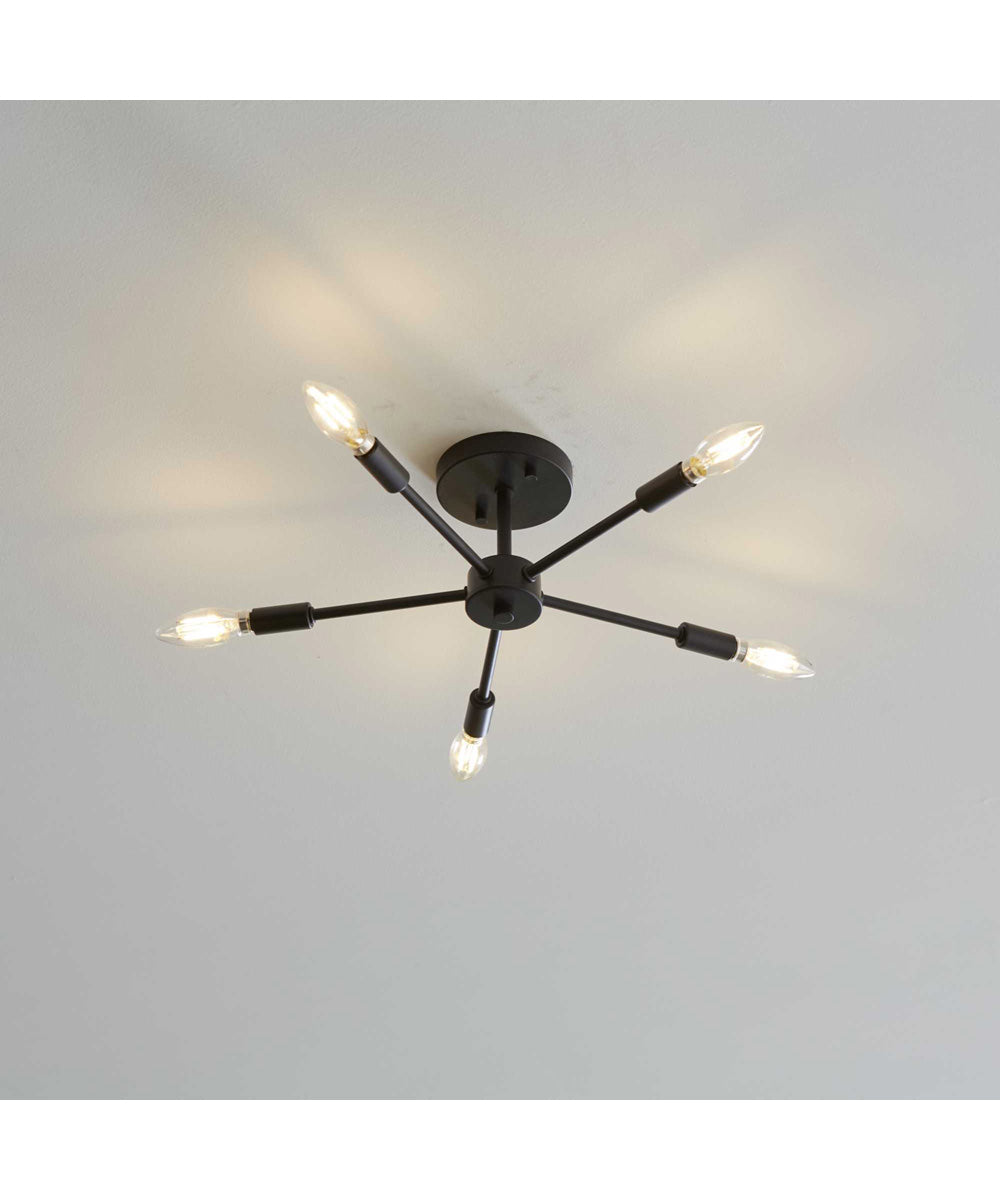 Delayne 5-Light Mid-Century Modern Semi-Flush Mount Light Matte Black