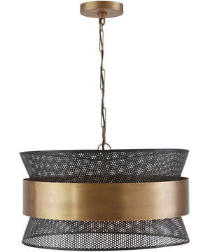 4-Light Pendant In Patinaed Brass And Black