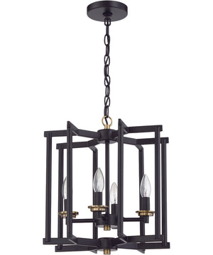 Avante Grand 4-Light Foyer Flat Black/Satin Brass