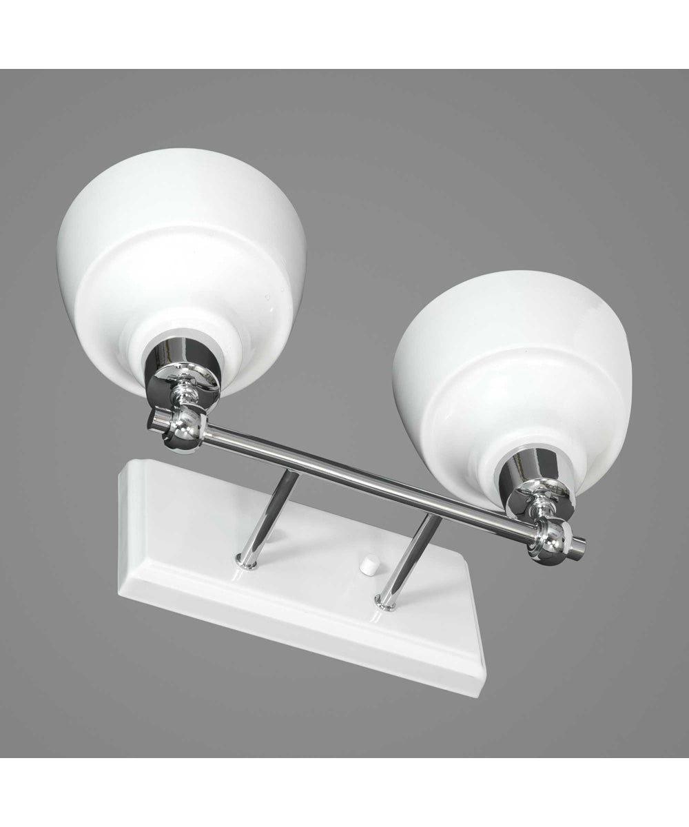 Bramlett 2-Light White Metal Shade Coastal Bath Vanity Light Polished Chrome