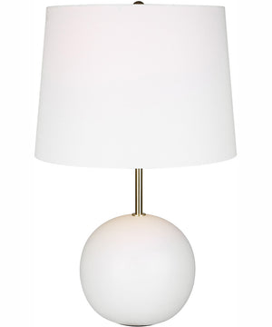 22"H 1-Light Table Lamp Ceramic in White and Gold with a Tapered Round Shade