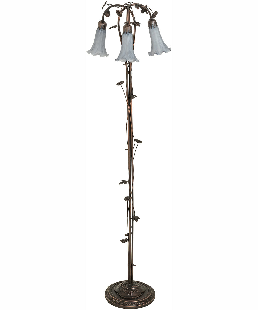58" High Gray Tiffany Pond Lily 3 Light Floor Lamp